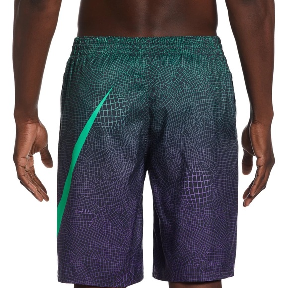 NEW Green/Purple Grid Swoosh Volley Hybrid Swim Trunks / Shorts - Sizes S/L/XXL - Picture 2 of 9